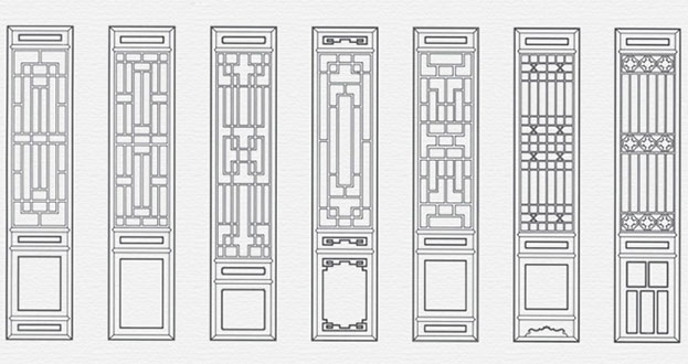 施秉常用中式仿古花窗图案隔断设计图